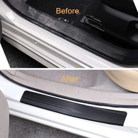 LANZMYAN Car Door Sill Protector,4D Carbon Fiber Anti-Scratch Cover Strips,Universal Scuff Protective Door Threshold Guard Vinyl Sticker for Car Truck SUV(4PCS)