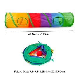 ASOCEA Collapsible Cat Tunnel Interactive Rainbow Tunnel for Indoor Cats Foldable Play Tubes with a Ball Toy for Cat Kitty Puppy Rabbit Exercising Hiding Training Running