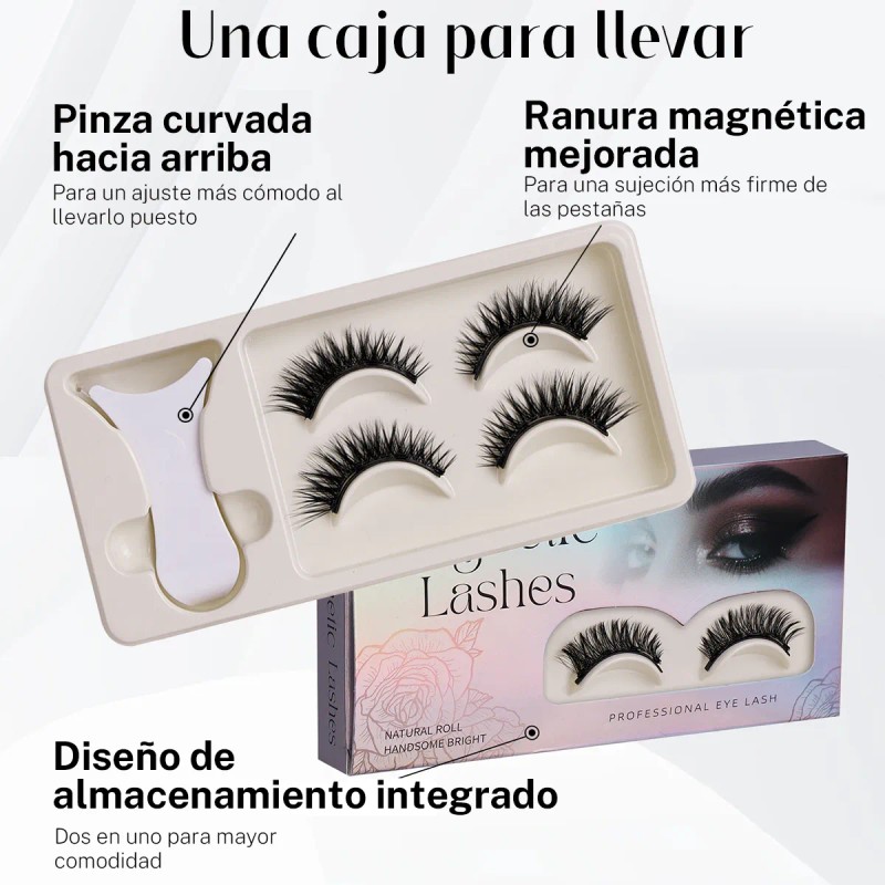 Kit De Pestañas Magnéticas Reutilizables Con Aplicador