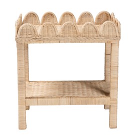 Bali & pari Sumana Bohemian Scallop Natural Rattan and Mahogany Side Table