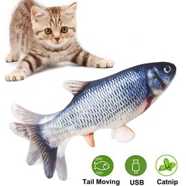 SUOXU Moving Fish Cat Toy,Electric Flopping Cat Kicker Fish Toy,Catnip Toys,Realistic Plush Electric Wagging Fish Toys Simulation Interactive Funny Chew Toy for Cats (carp)