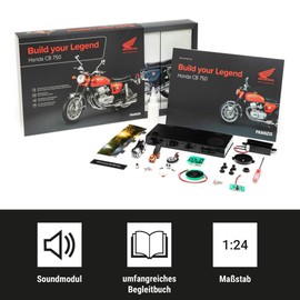 Franzis Honda CB 750 Build Your Legend 67215 Metal Model Kit 1:24 Scale Includes Sound Module and 67-Page Accompaniment Book