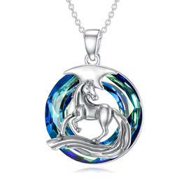 SHINYKEND Horse Necklace for Women 925 Sterling Silver Crystal Horse Pendant Cute Animal Necklace Valentine's Day Birthday Mother's day Jewelry Gifts for Her Mom Wife Daughter Sister Girlfriend