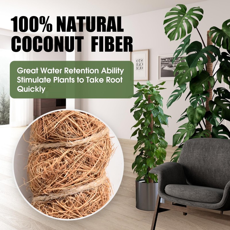 Handmade Coco Coir Moss Pole - 48 Inch Bendable Sticks