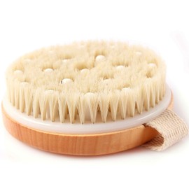 Stephanie Franck Beauty Round dry massage body brush made of natural bristles for dry brushing, exfoliating and cellulite brush