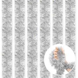 Pack of 6 Christmas Tinsel Garland, Tinsel Shiny Garland, Christmas Decoration Tinsel Garland, for Christmas, Wedding, Birthday Party (Silver)