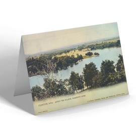 GREETING CARD - Vintage Iowa USA - Clinton Among the Islands Mississippi River b