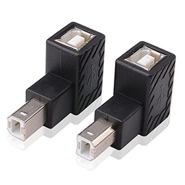 euroharry USB 2.0 Type B Printer Adapter, 2-Pack 90 Degree (Right+Left) USB 2.0 B Male to Type B Female Printer Adapter Adapter for Printer, Scanner, Mobile Hard Drive and More