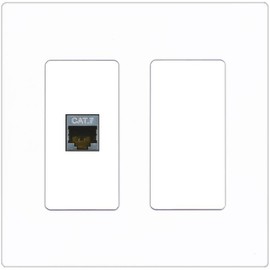 RiteAV 1 Port Cat7 Shielded Ethernet Wall Plate - 2 Gang [Screwless White]