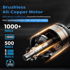 FICHFOYE 5000lbf Cordless Rivet Gun, 18V Brushless Electric Riveting Tool with 2×2.0Ah Batteries & Fast Charger, Automatic Rivet Gun for 3/32"–3/16" Stainless, Steel & Aluminum Rivets