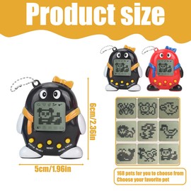 NHQZ Pack of 2 Electronic Pet Game Machine, Portable Handheld Virtual Pet Toy, Animal Game Console for Adults and Children, Digital Pet Key Chain (Black/Red, B)