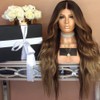 Women's Wig Long Black Brown Gradient Curly Wavy Synthetic Hair