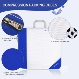 Gonex Compression Packing Cubes, 6 PCS Travel Luggage Packing Organizers with Mesh Extensible Suitcase Organiser for Travel, Dark Blue