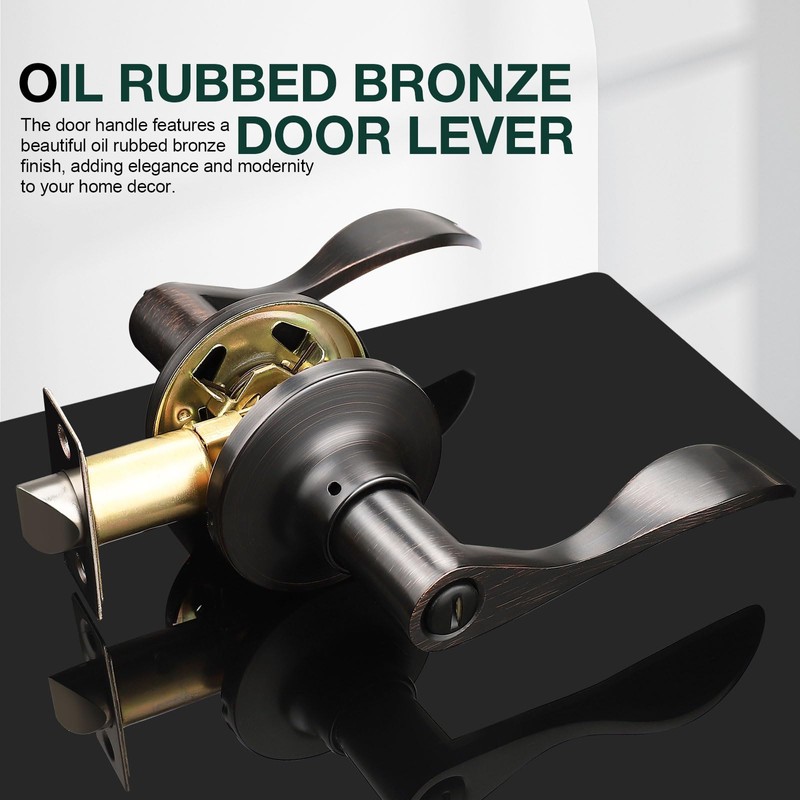 GOBEKOR 6 Pack Privacy Door Handles Interior Oil Rubbed Bronze