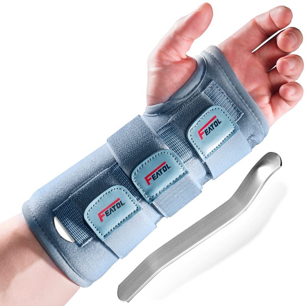 FEATOL Wrist Brace Carpal Tunnel for Women Men, Adjustable Night Sleep Support Brace with Splints Left Hand, Large/X-Large