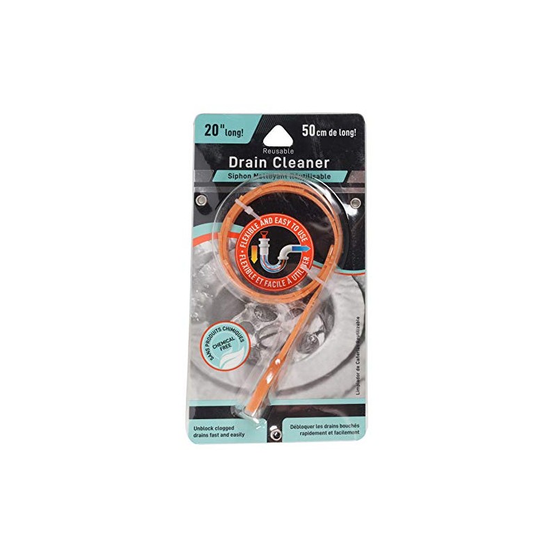 Jacent Reusable Flexible Drain Cleaner Snake, 20 Inches Long -