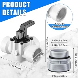 DoubleFill 3 Way Swimming Pool Diverter Valve Hose Adapter with Hose Clamps Replacement Slip Valve Filter Hose Conversion Kit with Seal Ring for 1 1/4'' or 1 1/2'' Filter Ports (White,SPX1091Z4)