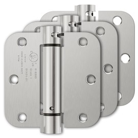 Luxbaro 3 Pack Spring Hinges Self Closing 3.5 Inch, Self Closing Door Hinges with 5/8'' Radius Corners, Adjustable Tension for Garage, Front and Back Doors, Left and Right Hand, UL Listed