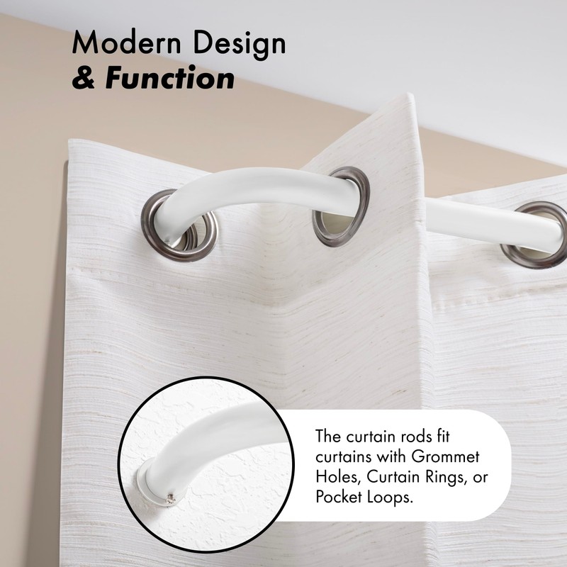 Meriville 1-Inch Diameter Bay Window Curtain Rod Set for Bayview