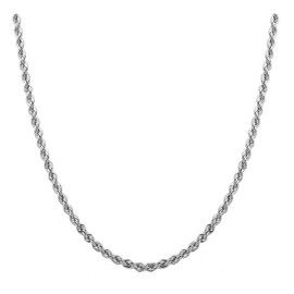 PORI JEWELERS Sterling Silver 2mm diamond cut rope chain necklace- Made In Italy (Silver, 28)