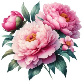 x4 Soft Pink Peony Flower Vinyl Stickers, Vibrant Blackout Waterproof Decals, Multi Purpose 1@ 20cm Tall Ideal for Toilets car or Laptop. 3@ 7cm Tall Ideal for Phone, Cups & Mugs (Pink Soft)