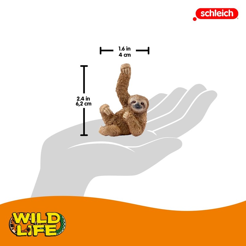 schleich 14793 WILD LIFE Sloth Figurine for ages 3+, Brown