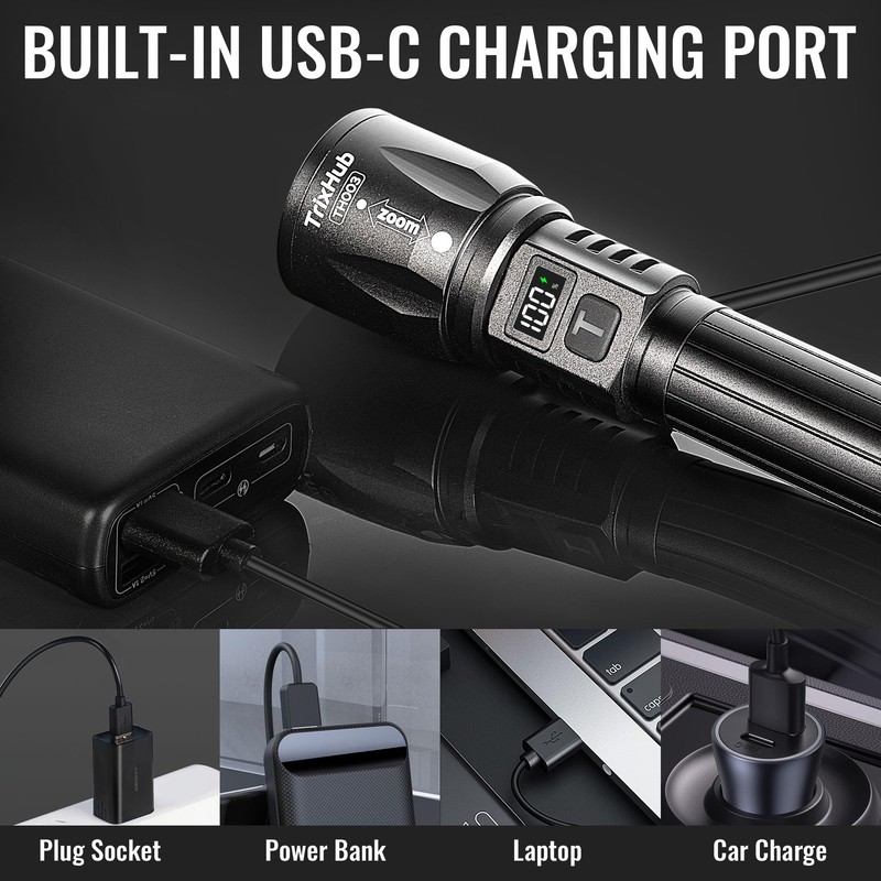 Rechargeable Flashlights 2Pack High Lumens, 5Mode Rechargeable Flashlights with LCD