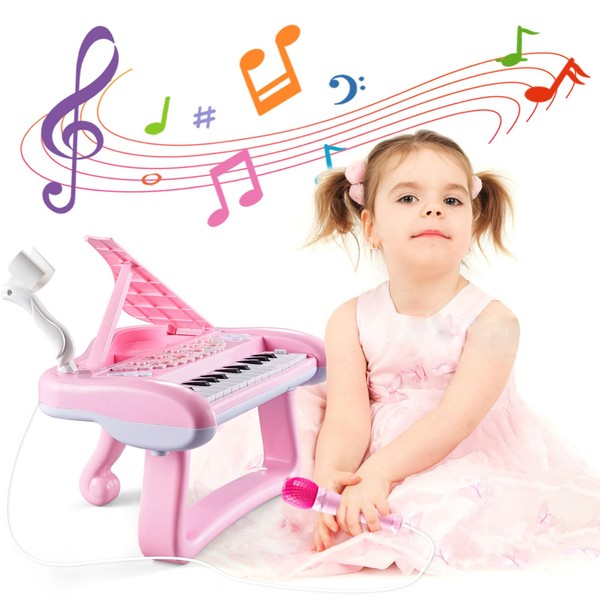 Pink Children's Piano for Girls 2-5 Years, 22 Keys Musical