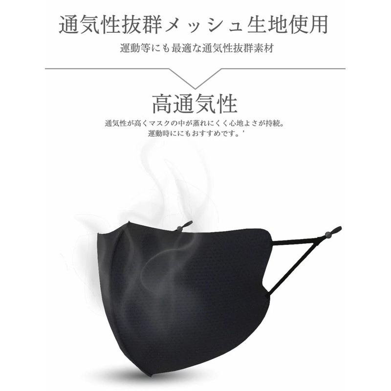 [NISHIORI] Dream Mask Premium 立体 スポーツ マスク 5枚入り メッシュ アジャスター付き