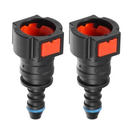 A ABSOPRO Car Fuel Line Hose Quick Release Connector Straight 3/8" 9.49mm SAE to 1/4" 6mm Disconnect Hose Plastic Red (Set of 2)