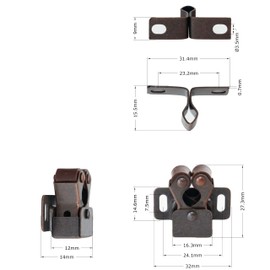 10 Pack Rok Hardware Roller Catch Brown Oil-Rubbed Bronze Copper Finish Heavy Duty Latch for Cabinet Closet Doors ROKRLCS