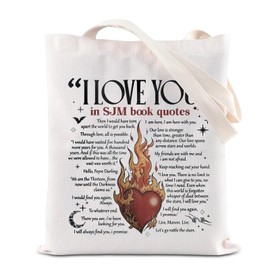 SJM Novel Inspired Tote Bag Fantasy Romance Reader Gift Fireheart Gift Crescent City Gift I Love You In Book Quote Canvas Bag (LoveYousjmbook-CA)