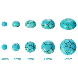 Mezchi Set of 250 pcs Blue Turquoise Beads, 5 Size Round Cabochons Stones, Flat Back Beads for Jewelry Making, DIY, 4/6/8/10/12mm