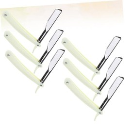 Men's Manual Hair Shaver Set 6pc Barber Razor Beard Razor Blade Eyebrow Trimmer White Handle Vintage Style