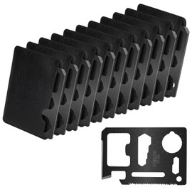 Survival Credit Card Multitool, 11 in 1 Beer Opener Survival Card Tool,Wallet Multitools Card Perfect for Fathers Men Gadgets Stocking Stuffers for Men (12 pack) (Black)