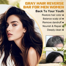 Atsy Gray Hair Bar Soap，Natural Black Soap for Gray Hair Coverage, Darkening Shampoo Bar with Ginseng & Black Sesame, Vegan, Moisturizing & Scalp Care for Men Women (2PCS)