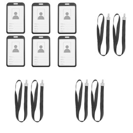 6 Piezas Porta Credencial Gafete Porta Gafete Aluminio Vertical de Porta credencial con cordón,Gafete para Oficina Negocios Exposición Útiles Escolares y Trabajo (Negro)