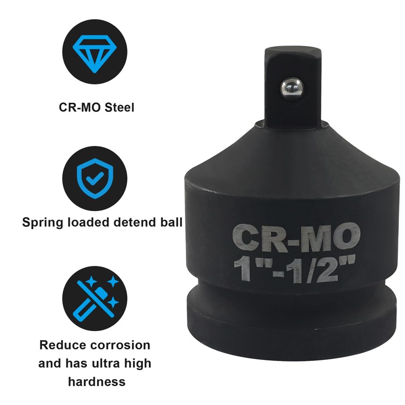 LDEXIN 1" Female to 1/2" Male Impact Socket Adapter, Black