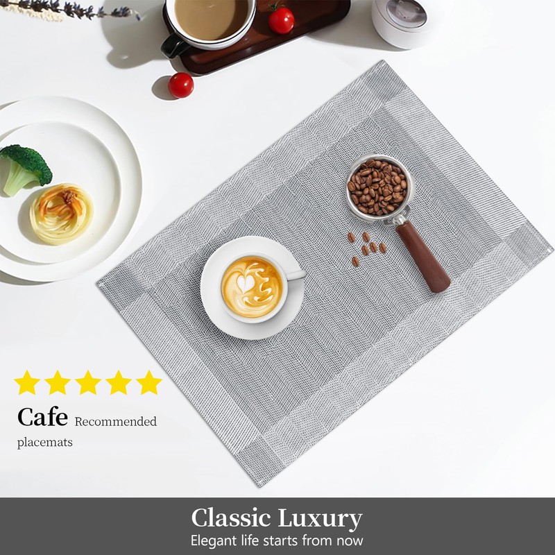 Bloss Placemats Set of 4, Linen Woven Place Mats for