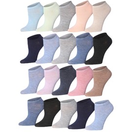 Tipi Toe - 20 pares de calcetines de corte bajo y sin mostrar para mujer, Azul juguetón, 6-10