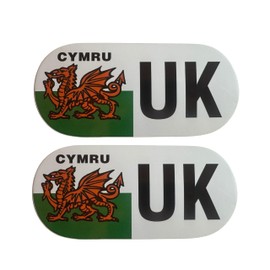 Tek Automotive Wales Stickers – Twin Pack Welsh Dragon Car Sticker | 210x95mm Cymru Ob Round Decal | Waterproof Vinyl Welsh Car Stickers for Motorcycles, Vans, Laptops & More | Welsh Flag Stickers
