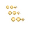 14K Solid Gold Ball Stud Earrings (3-Pair-Pack) 3MM 4MM and