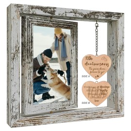 10th Wedding Anniversary Rotating Photo Frame, 10 Years Wedding Anniversary Frame Gifts for Her Him Couples with 2 4x6 Display