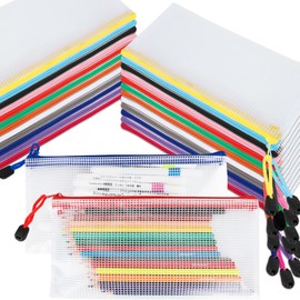 120 Pcs Mesh Zipper Bags Zipper Pencil Bags Bulk Transparent Pencil Storage Bag Multifunctional Travel Bag Cosmetic Toiletry Bag for Office Documents School Stationery Travel, 12 Colors