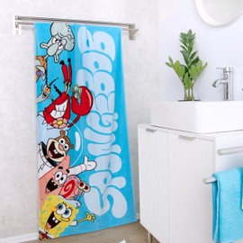 Herding SpongeBob Squarepants Bath Towel, 75 x 150 cm, Small Soft Kids Towel for Bath and Beach, 100% Cotton