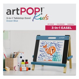 artPOP! Kids' 3-in-1 Tabletop Easel, Double-Sided Easel with Wooden Frame, Includes Paper Roll, Foldable Design, Portable Arts & Crafts Easel for Kids Ages 3 & Up