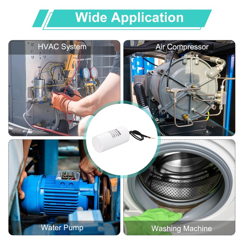 sourcing map CBB60 Running Capacitor, 30uF 450V 2 Wire Electric