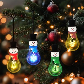 Christmas Bulb Light Hanging Christmas Night Light Edison Style Bulb USB Powered 8Hrs Play Fun Decorative for Indoor Outdoor Home Party （Blue+Green+Red+Coffee Brown）