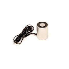 Electromagnet with 5mm Mounting Hole for Door and Hatch Mechanisms, Automated Assembly Lines, Robotics, Lifting and Handling Ferrous Materials - 25.4mm dia x 31.75mm thick - 9.1kg Pull - 12V DC/2.4W