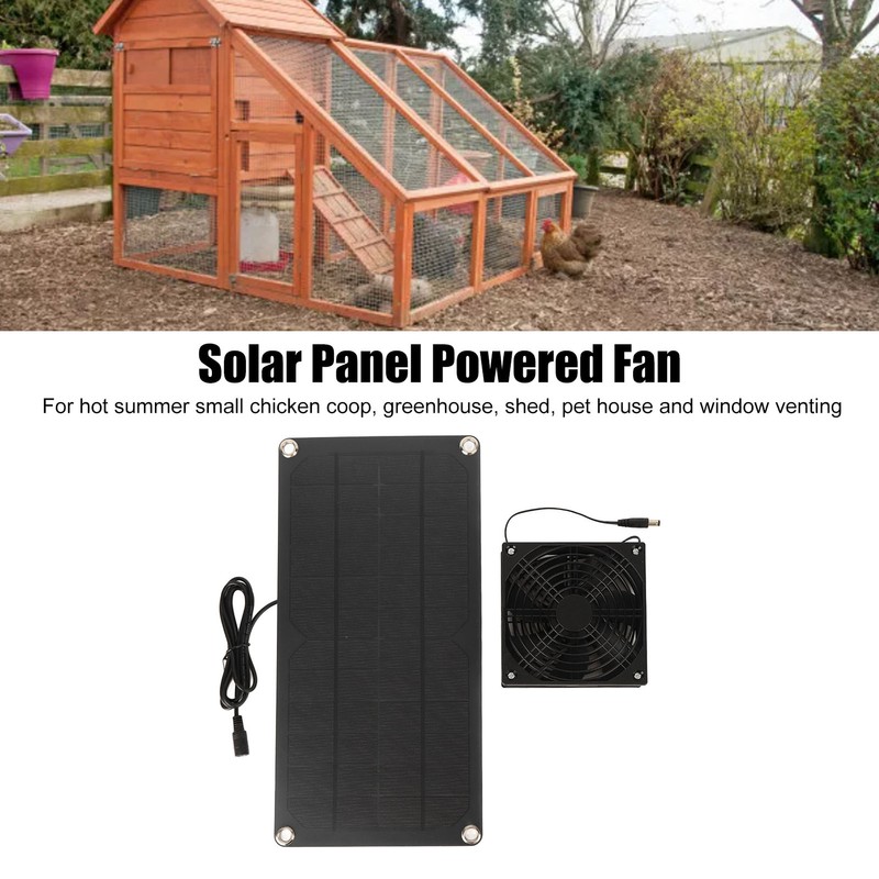 Solar Panel Fan Kit 20W Powered Mini Portable for Greenhouse